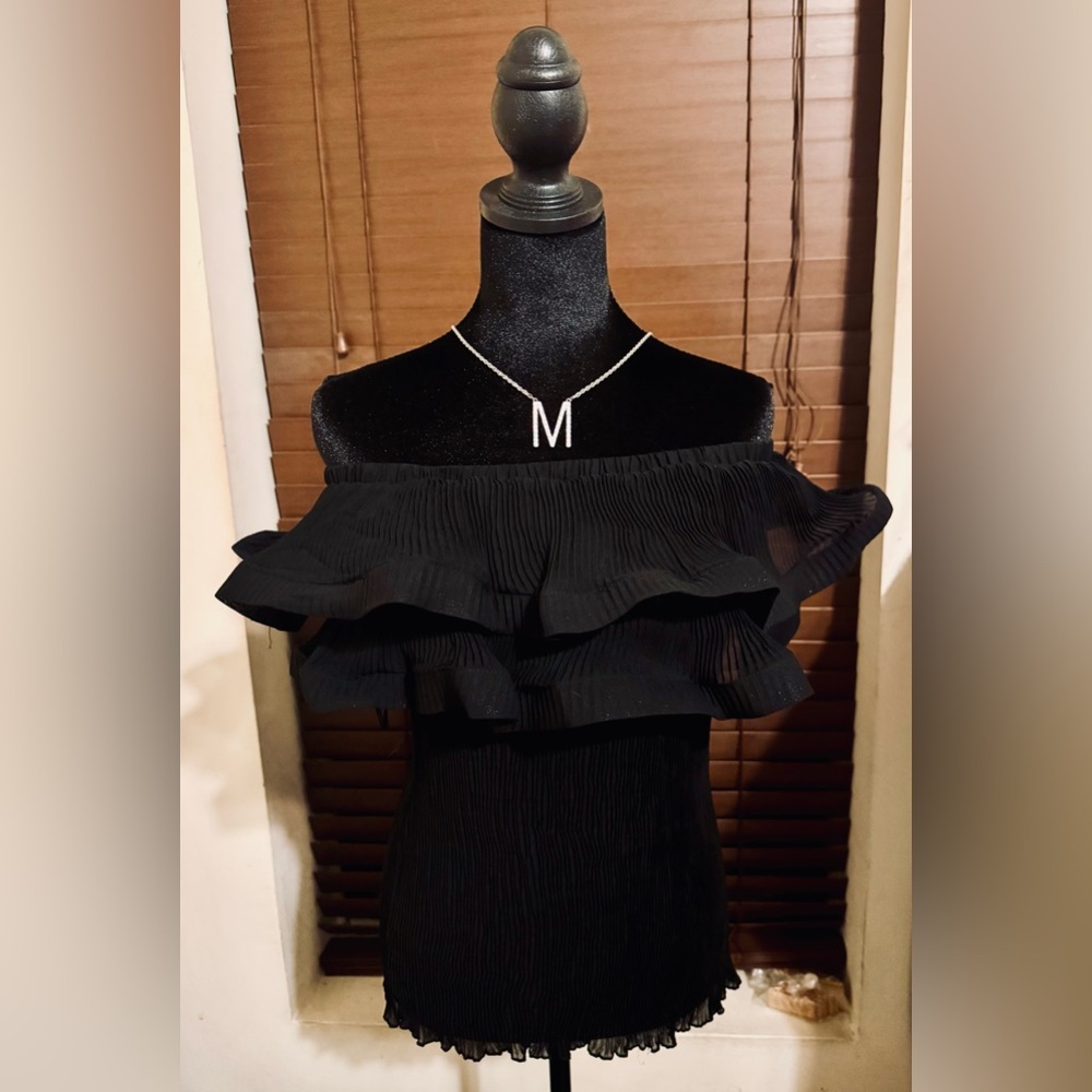 Windsor Strapless Off-Shoulder Tulle Ruffle Blouse